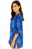 Blue Tie-Dye Cotton Tunic Cover-Up – Lightweight Resort Wear for Women