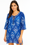 Blue Tie-Dye Cotton Tunic Cover-Up – Lightweight Resort Wear for Women