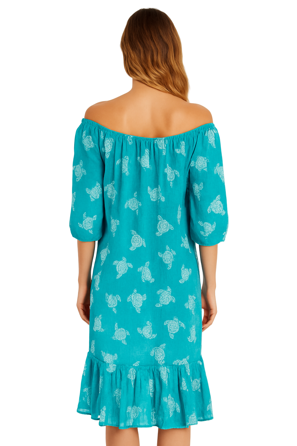 Womens Turquoise Sea Turtle Print Cotton Tunic Dress 100% Lightweight Gauze Beach Cover Up, Off-Shoulder Resort Wear- LCD3588 S/M Womens Turquoise Sea Turtle Print Cotton Tunic Dress 100% Lightweight Gauze Beach Cover Up, Off-Shoulder Resort Wear- LCD3588 S/M