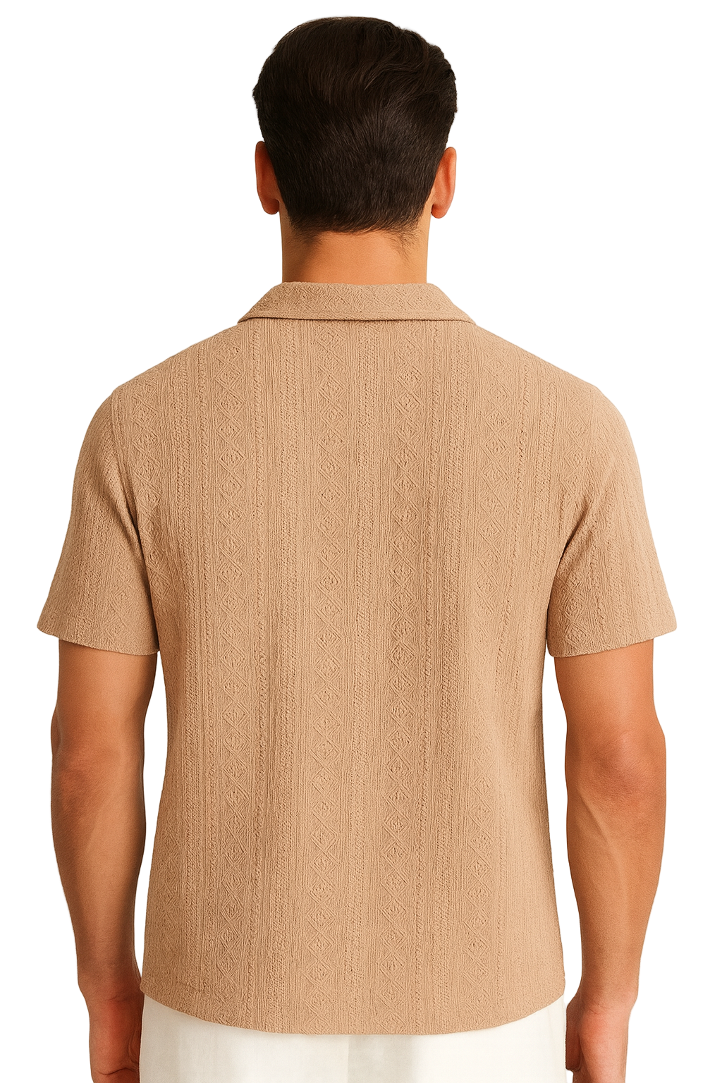 Men’s Textured Short Sleeve Button-Up Shirt – Classic Resort Style in Beige, Mint Green & Taupe | 96% Polyester 4% Spandex - Casual Tropical Wear