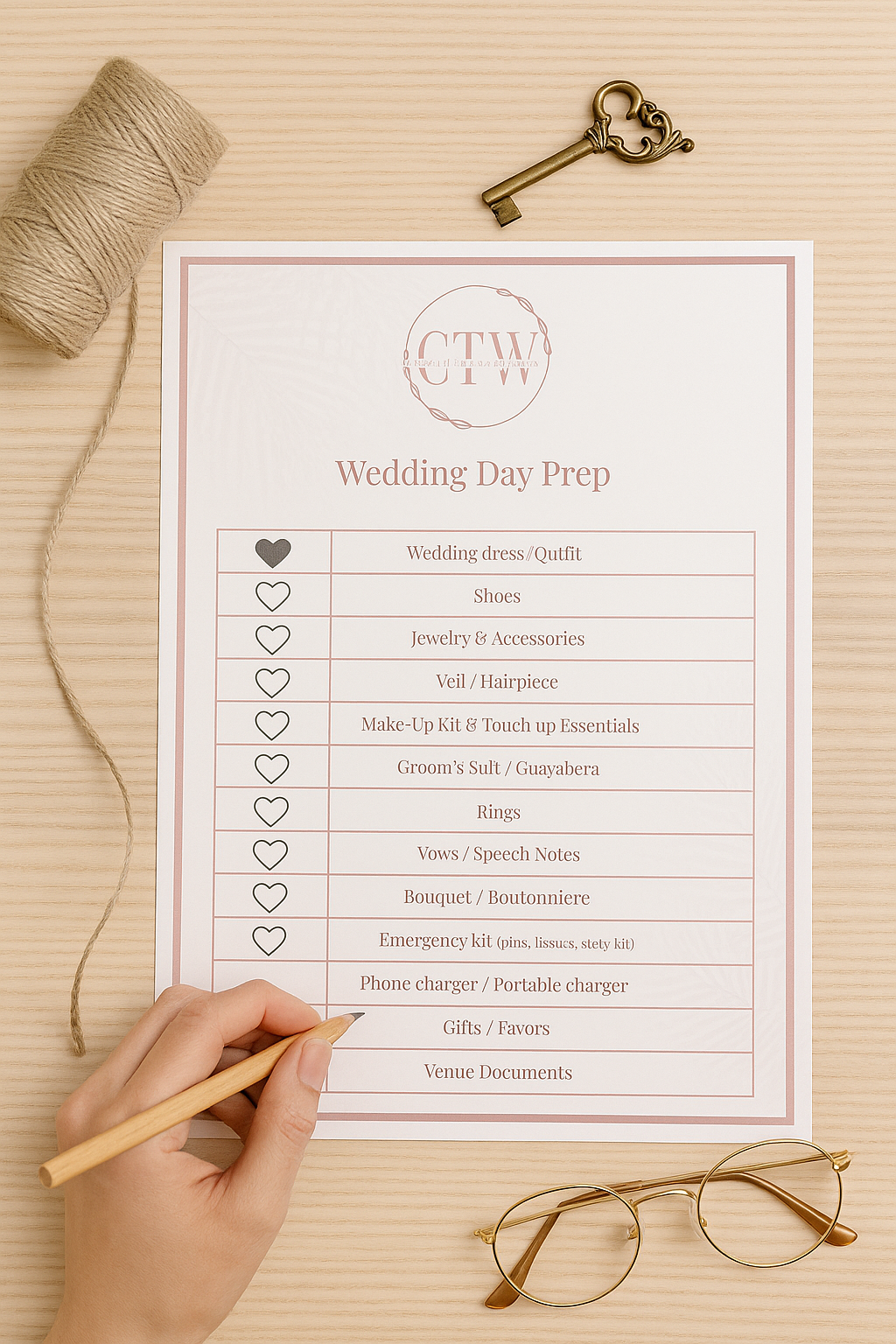 ✨ Wedding Day Prep Checklist – Printable PDF (4 Pages) - Casual Tropical Wear