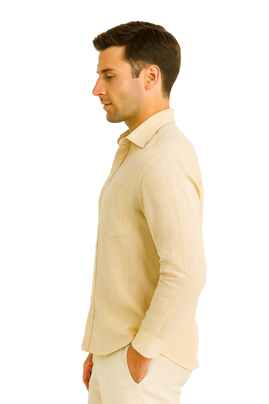 Men’s 100% Linen Long Sleeve Shirt – Classic Resort Style in Lime Green, Navy, and Natural | Casual Tropical Wear - MLS2043 - Casual Tropical Wear