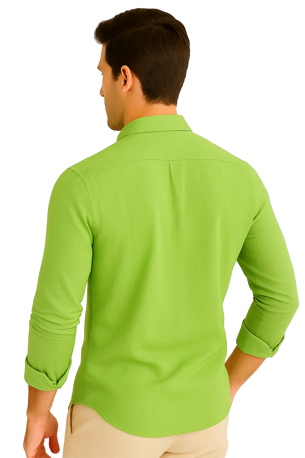 Men’s 100% Linen Long Sleeve Shirt – Classic Resort Style in Lime Green, Navy, and Natural | Casual Tropical Wear