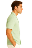 Men’s Textured Short Sleeve Button-Up Shirt – Classic Resort Style in Beige, Mint Green & Taupe | 96% Polyester 4% Spandex