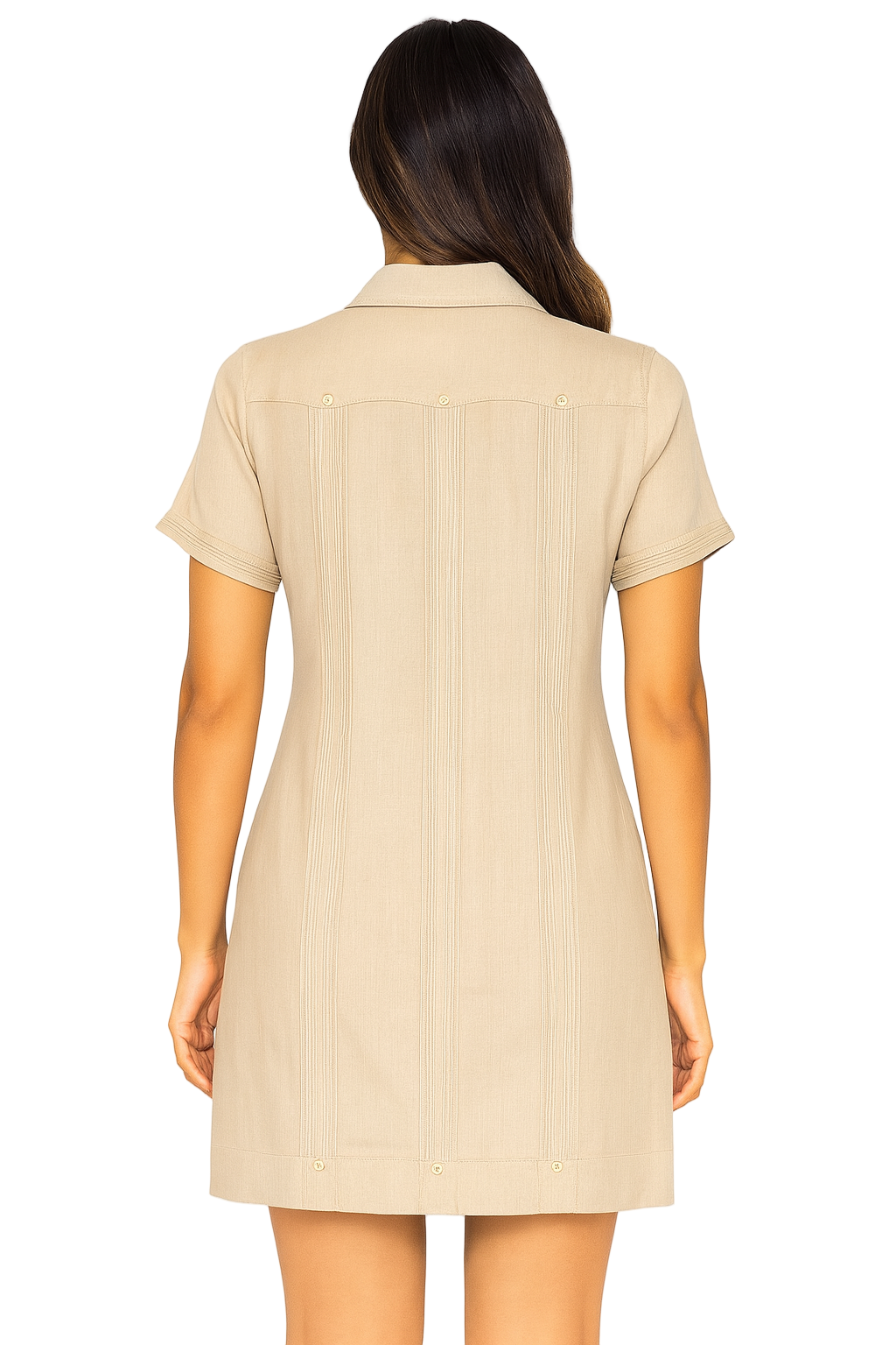Ladies 100% Soft Linen Traditional (4) Pocket Guayabera Dress in (5) Colors - LLGD3010 - Casual Tropical Wear