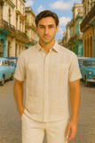 Men’s Wrinkle-Free Linen Look Guayabera Shirt – Short Sleeve, Linen Blend (6 Colors) -MLG3525