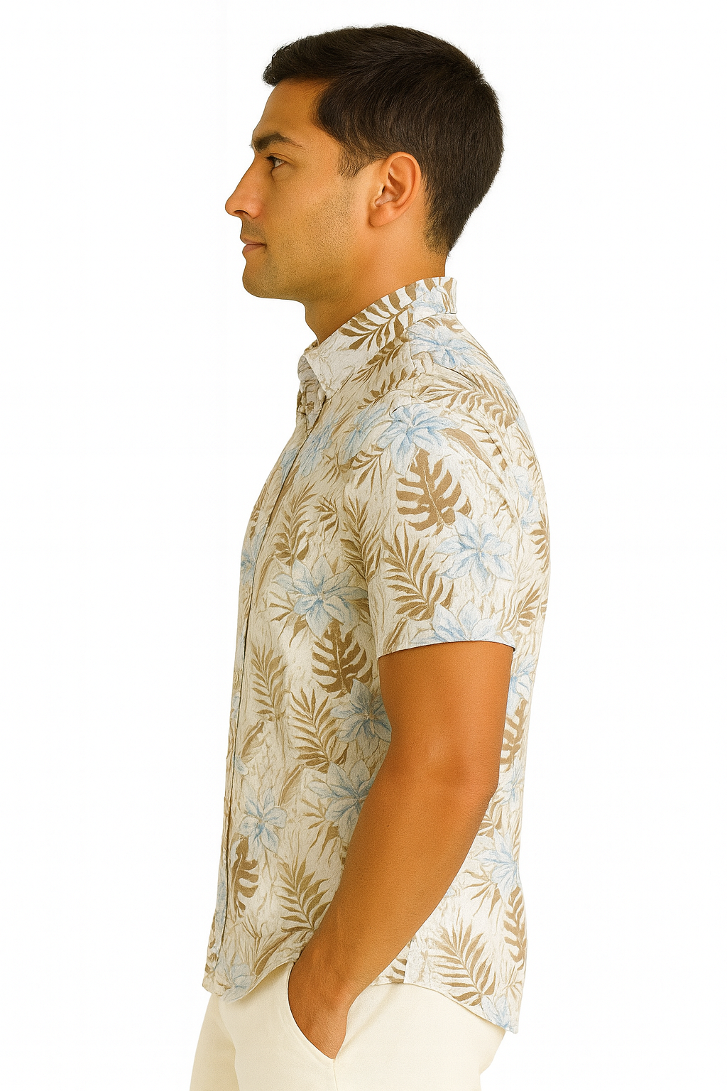 Bohio Mens Sandy Palms Cotton Gauze Shirt- MCS3697 - Casual Tropical Wear