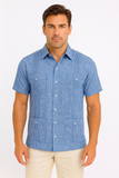 Men’s Wrinkle-Free Linen Look Guayabera Shirt – Short Sleeve, Linen Blend (6 Colors) -MLG3525