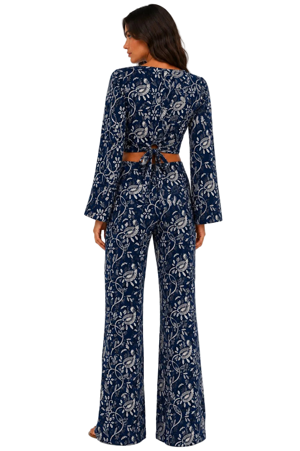 Cabana Club Printed Wrap Crop Top – Bell Sleeve Resort Top