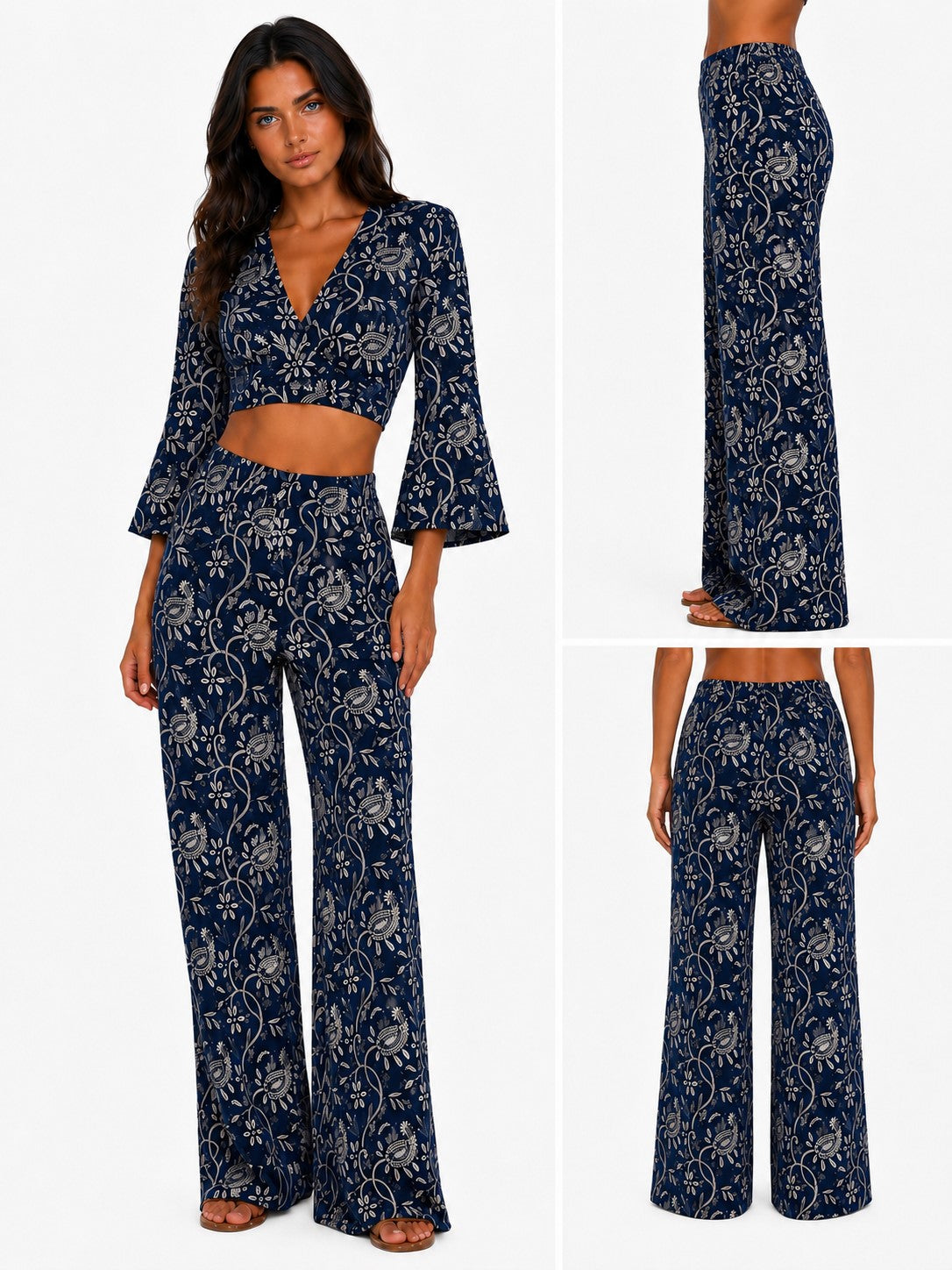 Cabana Club Printed Wide-Leg Pants – Women’s Resort Pants - LCP3973