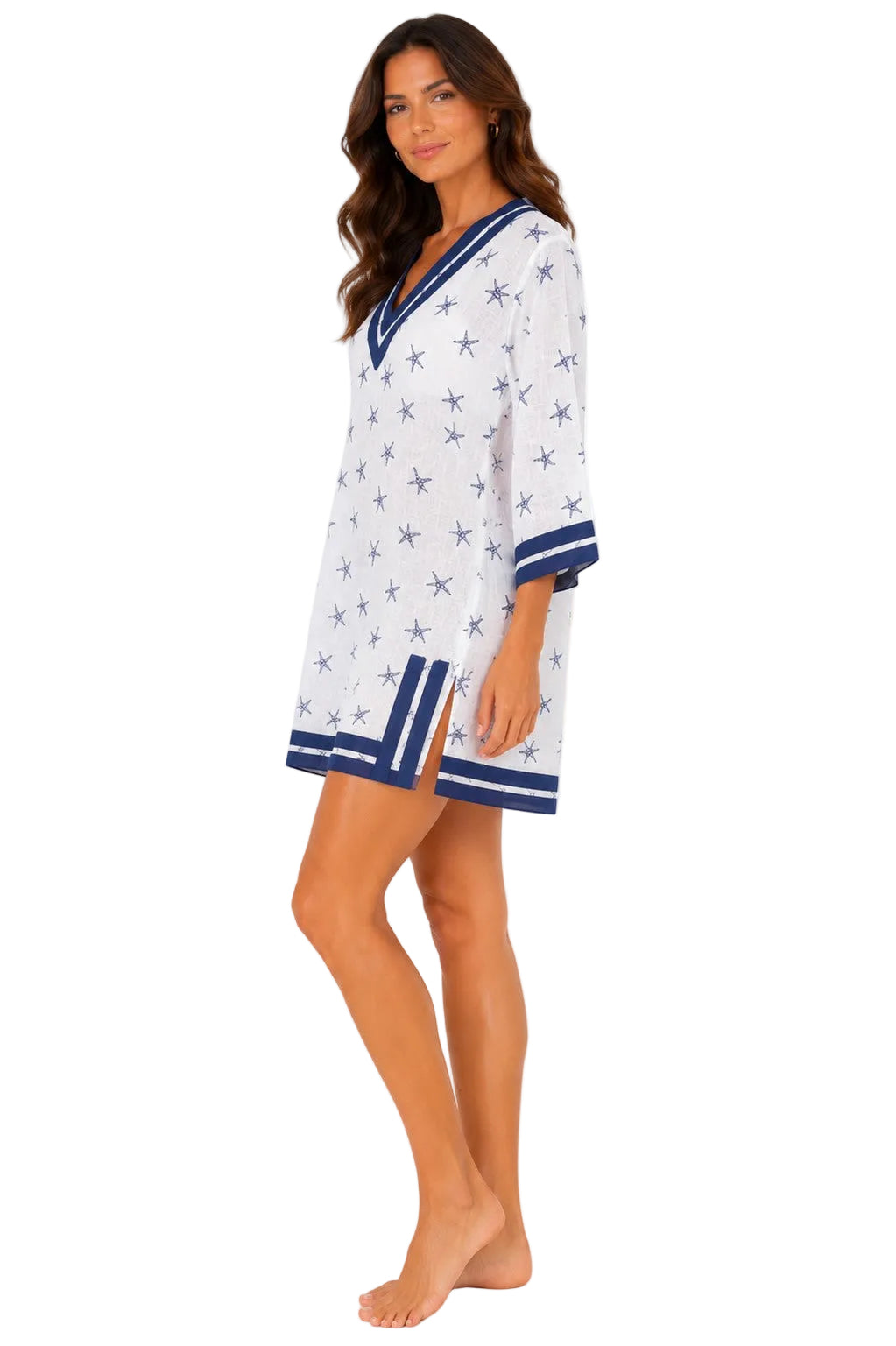 Beach Splash Collection Women's Starfish Print Beach Cover-Up | Lightweight Swim Cover-Up | Resort Tunic by Azúcar - LCT3995