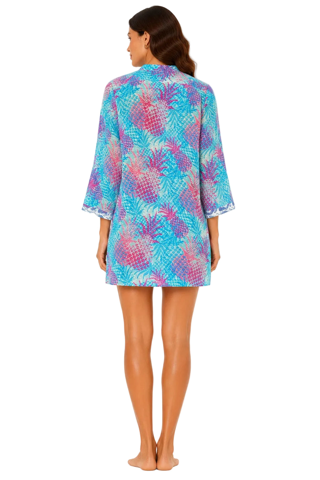 Beach Splash Collection Women's Tropical Pineapple Print Beach Cover-Up | Lightweight Swim Cover-Up | Resort Tunic by Azúcar - LCT3999