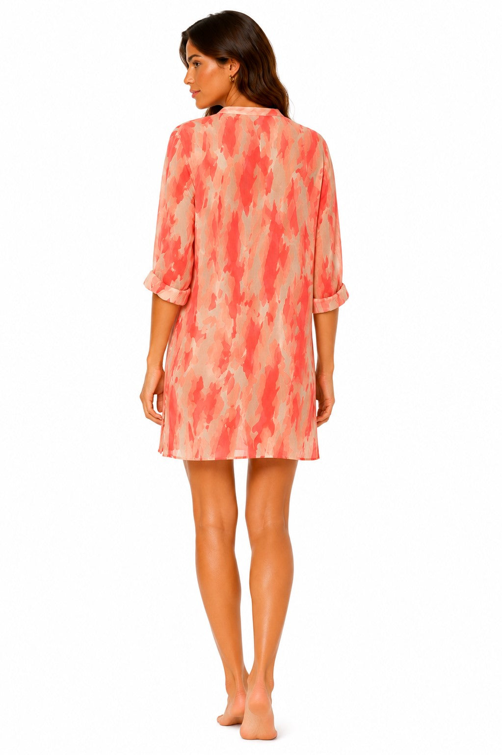 Beach Splash Collection Women's Coral Tropical Print Beach Cover-Up | Lightweight Swim Cover-Up | Resort Tunic by Azúcar - LCT4005