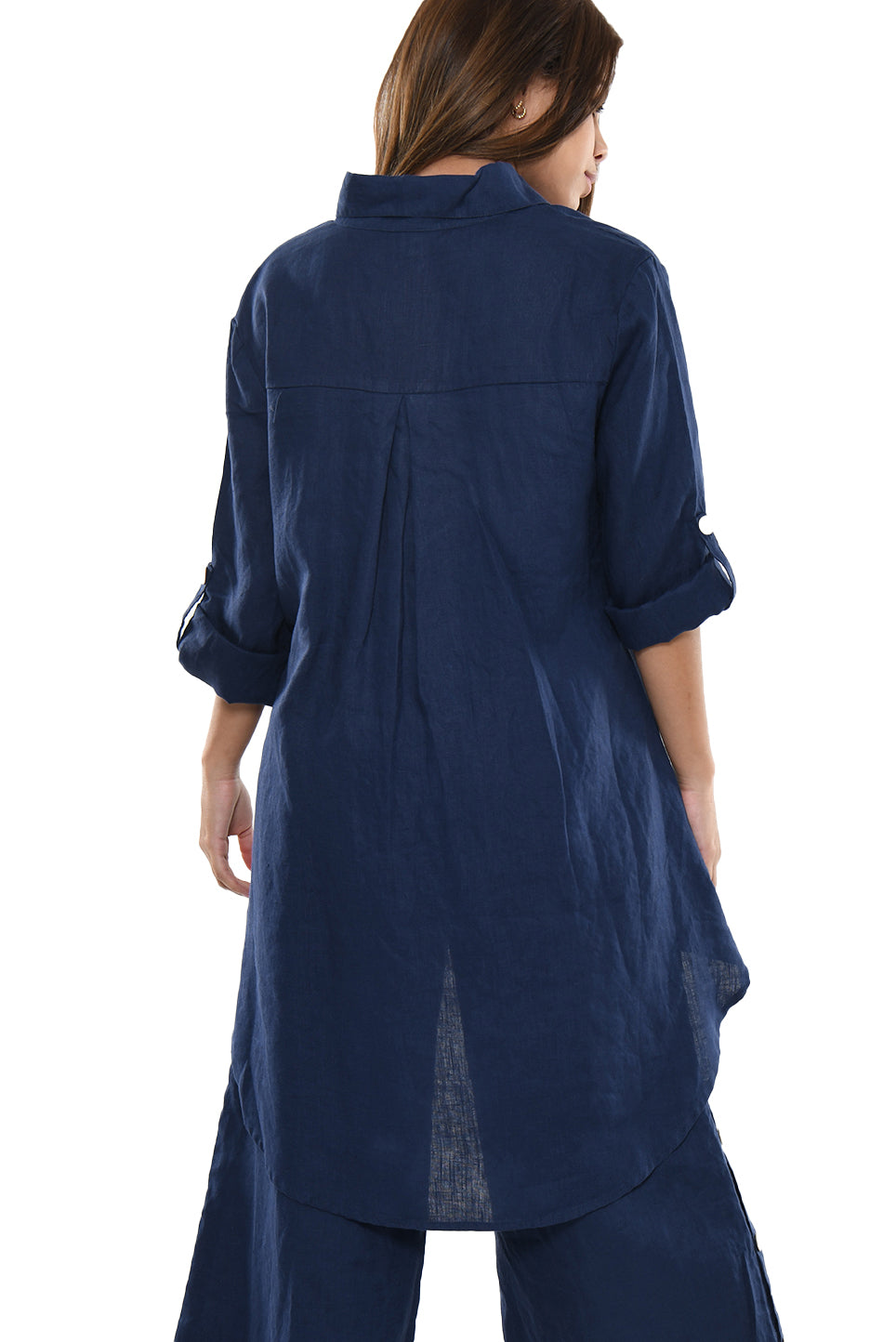 Ladies Linen Roll-Up Sleeve Top Hi-Low- LLB1383 - Casual Tropical Wear