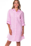Azucar Ladies 100% Linen Yarn-Dye - 3/4 Sleeve Roll-Up In (9) Colors (2) Pocket Design Shirt/Dress - LLD1725