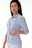 Ladies 100% Soft Linen Traditional (4) Pocket 3/4 Sleeve Guayabera Blouse in (5) Colors - LLGB3009