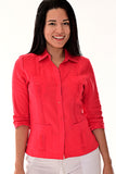 Ladies 100% Soft Linen Traditional (4) Pocket 3/4 Sleeve Guayabera Blouse in (5) Colors - LLGB3009