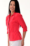 Ladies 100% Soft Linen Traditional (4) Pocket 3/4 Sleeve Guayabera Blouse in (5) Colors - LLGB3009