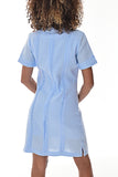 Ladies 100% Soft Linen Traditional (4) Pocket Guayabera Dress in (5) Colors - LLGD3010