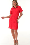 Ladies 100% Soft Linen Traditional (4) Pocket Guayabera Dress in (5) Colors - LLGD3010