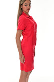 Ladies 100% Soft Linen Traditional (4) Pocket Guayabera Dress in (5) Colors - LLGD3010