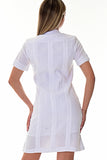 Ladies 100% Soft Linen Traditional (4) Pocket Guayabera Dress in (5) Colors - LLGD3010