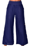 Azucar 100% Linen Women's Wide Leg Linen Pants w/Leg Opening in (2) Colors -LLP1701 - Casual Tropical Wear