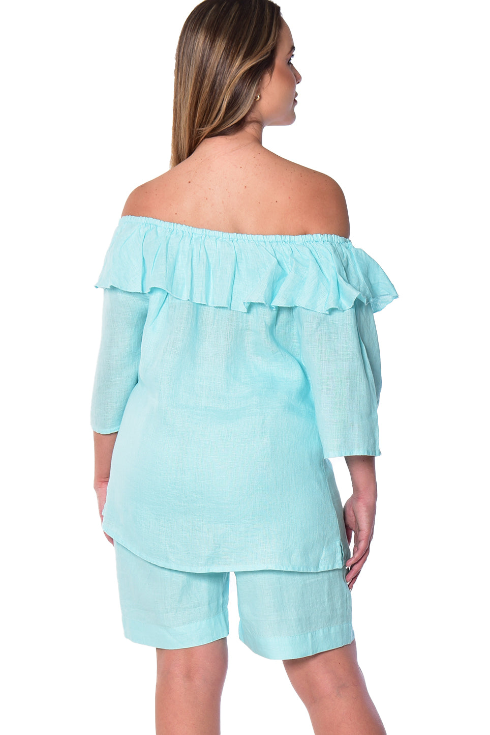 3/4 Sleeve Off-the-Shoulder Ruffle Top by AZUCAR - LLWB2072 - Casual Tropical Wear