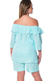 3/4 Sleeve Off-the-Shoulder Ruffle Top by AZUCAR - LLWB2072