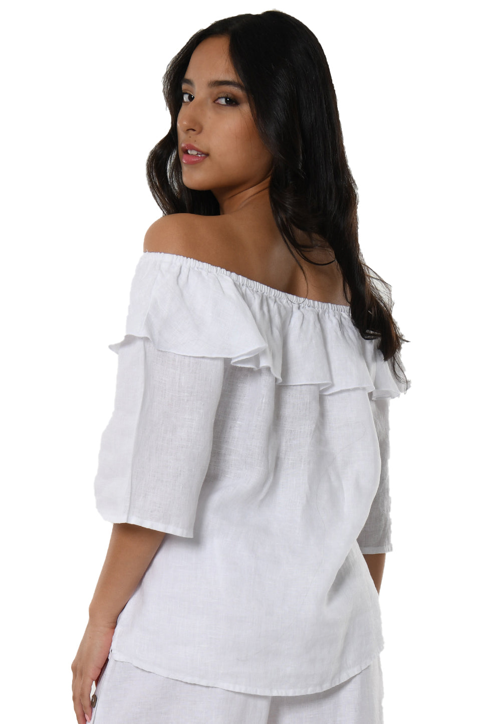 3/4 Sleeve Off-the-Shoulder Ruffle Top by AZUCAR - LLWB2072 - Casual Tropical Wear