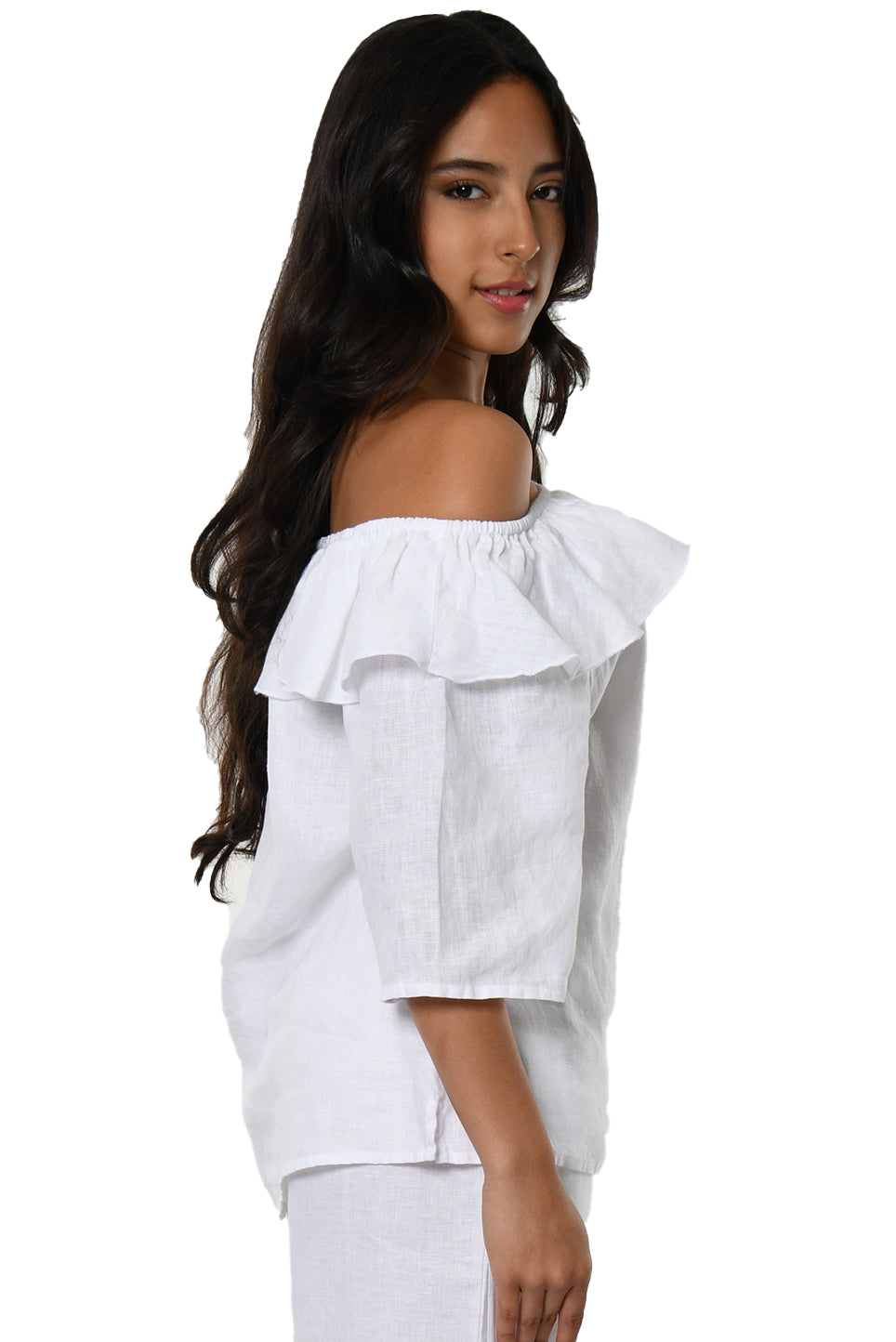 3/4 Sleeve Off-the-Shoulder Ruffle Top by AZUCAR - LLWB2072 - Casual Tropical Wear