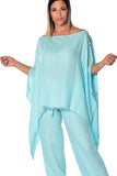 Azucar Ladies Loose Linen Poncho with Fringe - LLWB2081