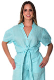 Azucar Ladies Linen S/S Front Tie Blouse in (2) Colors LLWB2087