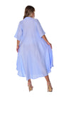 Long Linen Bias-Cut Dress With Mandarin Collar - LLWD2076
