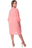 Linen Roll-Up Sleeve Tunic Dress by AZUCAR - LLWD2078