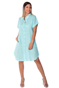 Linen Dress Fringe with Pockets by Azucar-LLWD2080