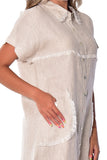 Linen Dress Fringe with Pockets by Azucar-LLWD2080