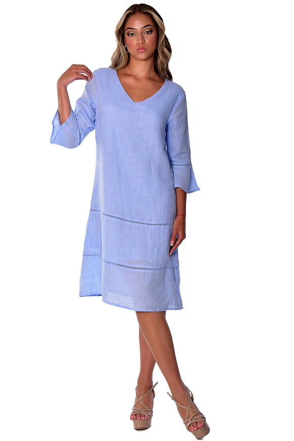 Azucar Ladies 3/4 Sleeves & Ruffled Hem Long Dress- LLWD2082