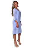 Azucar Ladies 3/4 Sleeves & Ruffled Hem Long Dress- LLWD2082