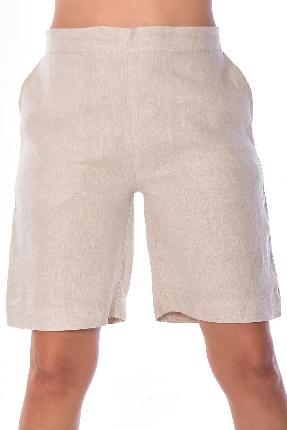 Azucar Ladies Flat Front Linen Shorts w/Pockets - LLWH2075 - Casual Tropical Wear