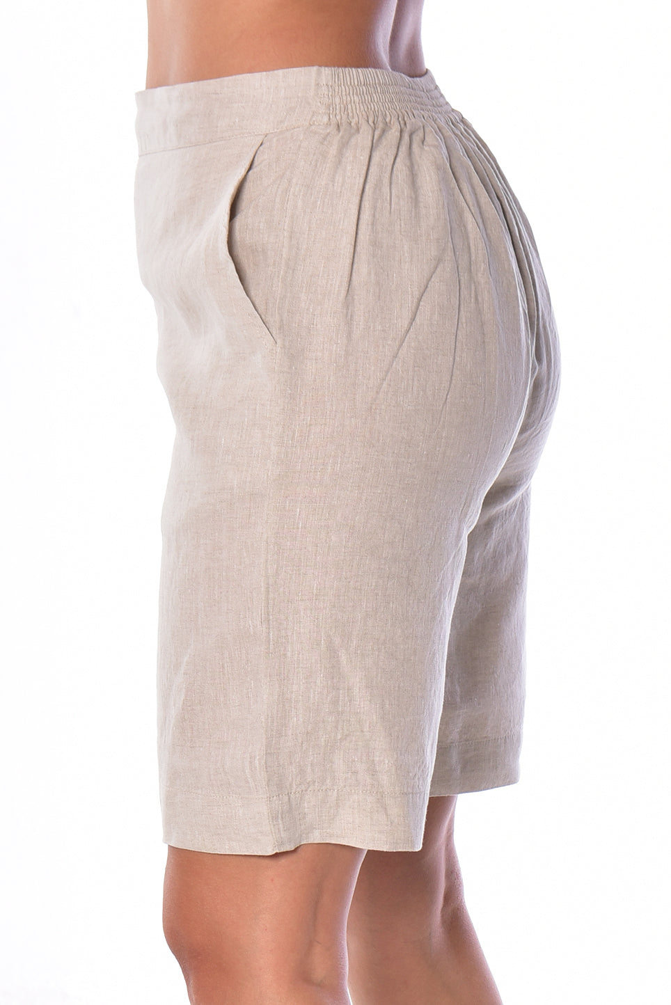 Azucar Ladies Flat Front Linen Shorts w/Pockets - LLWH2075 - Casual Tropical Wear