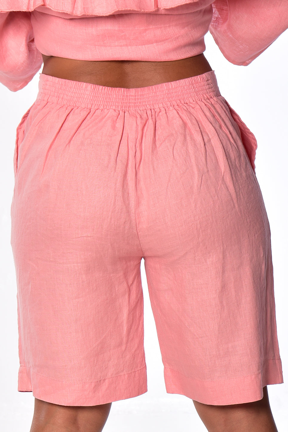 Azucar Ladies Flat Front Linen Shorts w/Pockets - LLWH2075 - Casual Tropical Wear