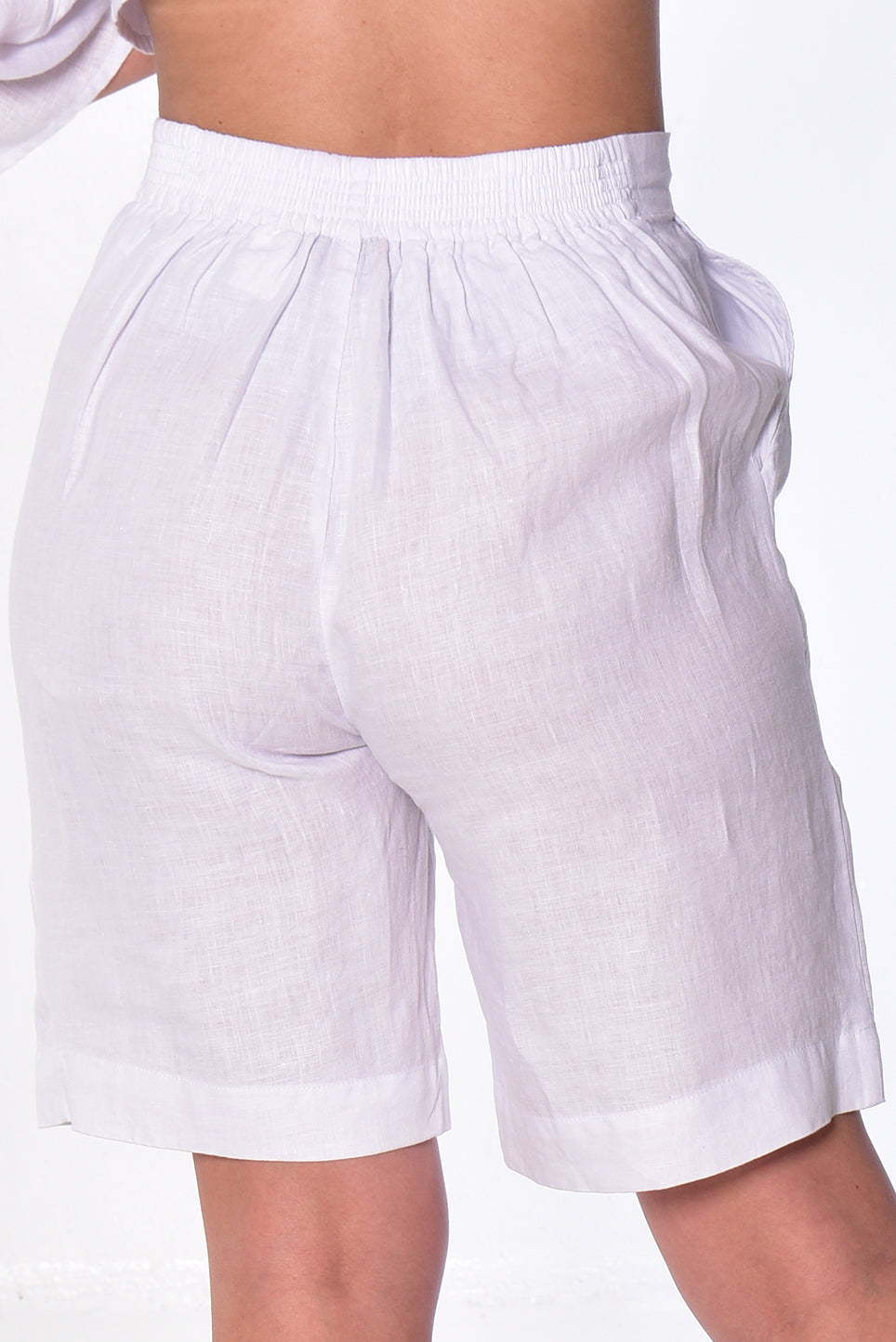 Azucar Ladies Flat Front Linen Shorts w/Pockets - LLWH2075 - Casual Tropical Wear