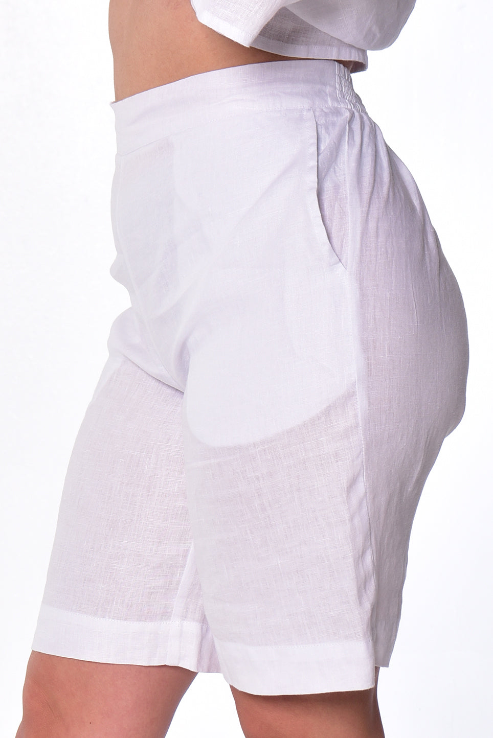 Azucar Ladies Flat Front Linen Shorts w/Pockets - LLWH2075 - Casual Tropical Wear