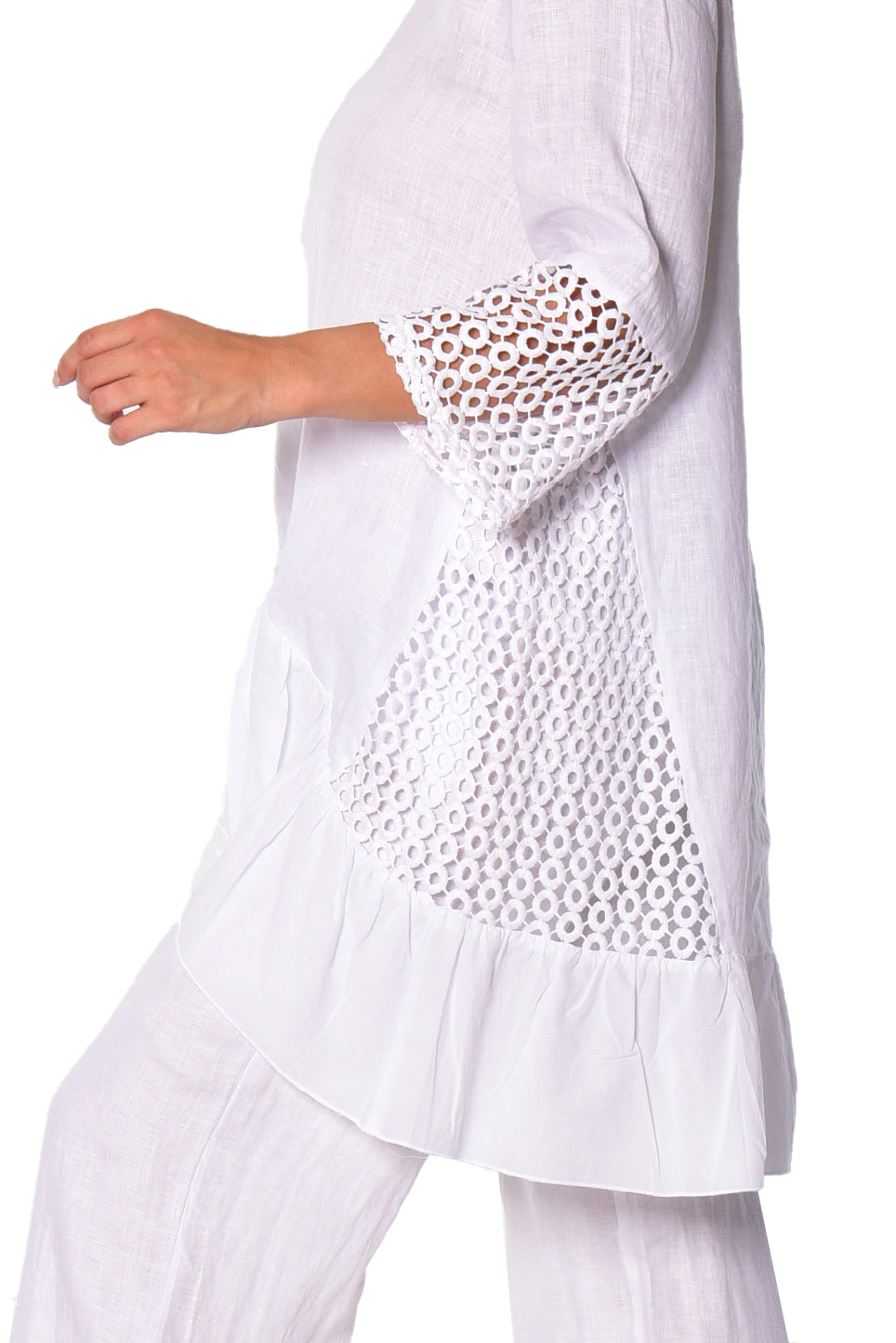 Azucar Ladies 3/4 Sleeve V-Neck Hi-Low Blouse - LLWT2085 - Casual Tropical Wear