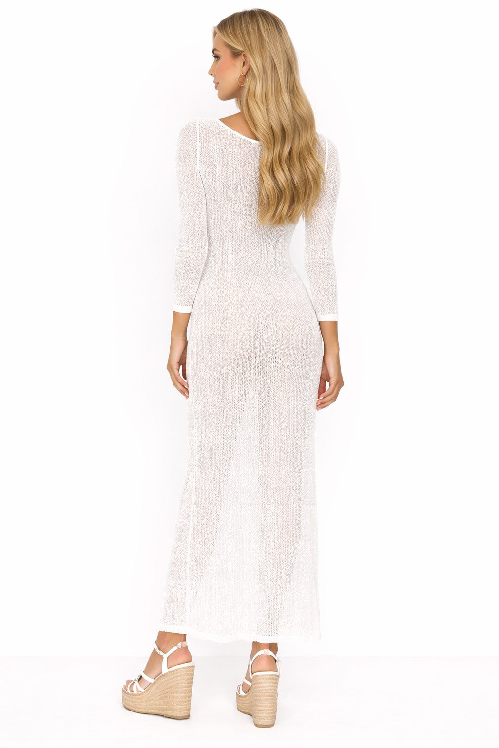 Robe longue en crochet Azucar Golden Goddess – Élégante robe paréo de plage – LMT3813