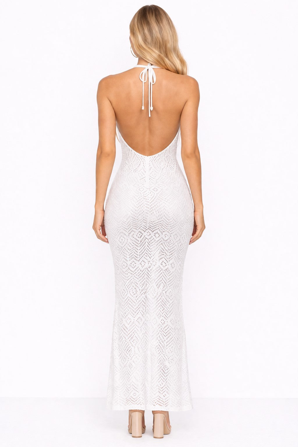 AZUCAR Golden Goddess Crochet Maxi Dress – Luxury Resort Wear, Elegant Beach Cover Up & Vacation Dress - LMT3814