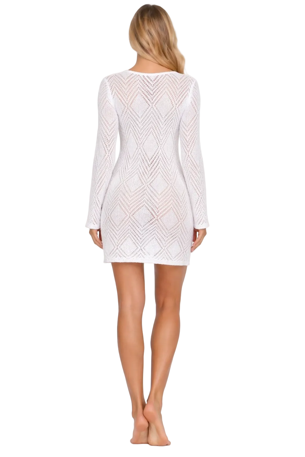 Azucar Siren Goddess Crochet Cover-Up Dress – Long Sleeve Beach Dress | Resort & Vacation Wear - LMT3819