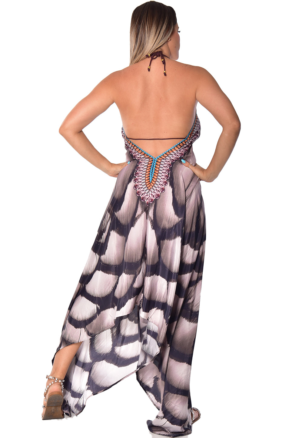 Ladies Animal Print V-Neck Halter Dress - LPD241 - Casual Tropical Wear