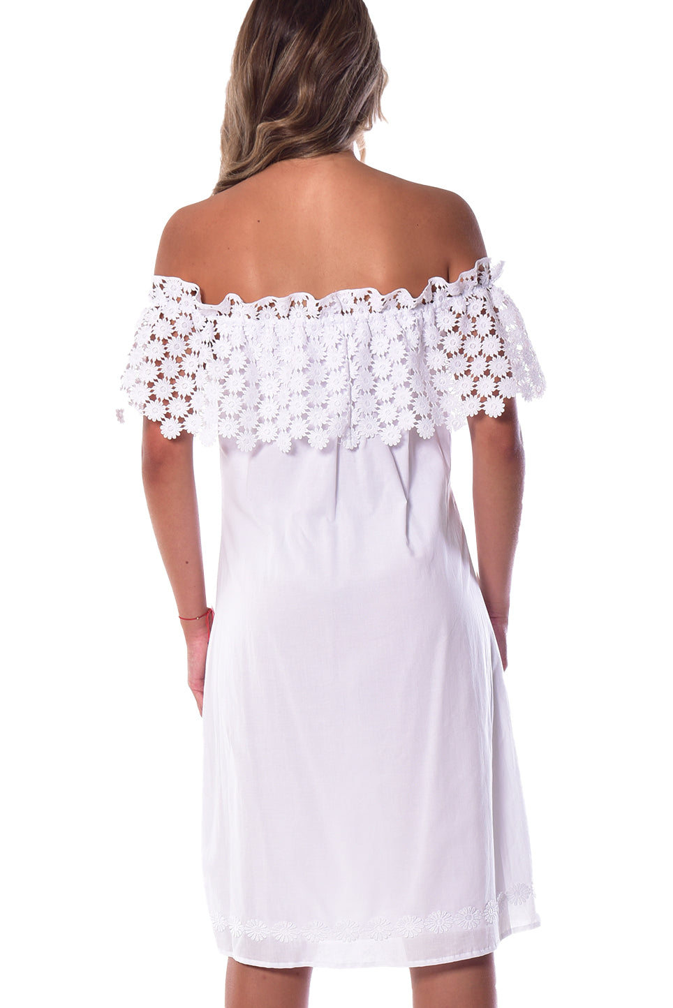 Summer Cotton Off-The-Shoulder Dress Knee Length - LRPD949 - Casual Tropical Wear